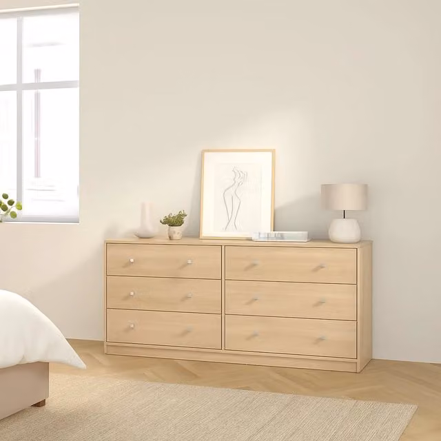 Credenza Rick DMORA, Buffet e Madia da Soggiorno o Cucina, Rovere, L: 143 cm, P: 30 cm, H: 68 cm