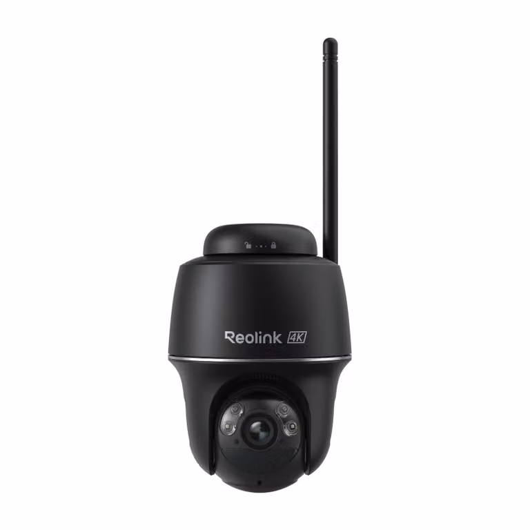 Reolink Argus PT Ultra, telecamera di sicurezza esterna wireless 4K 8MP, con batteria, Wi-Fi 2,4/5GHz, tracciamento automatico, visione notturna a colori, rilevamento intelligente, audio bidirezionale, colore nero