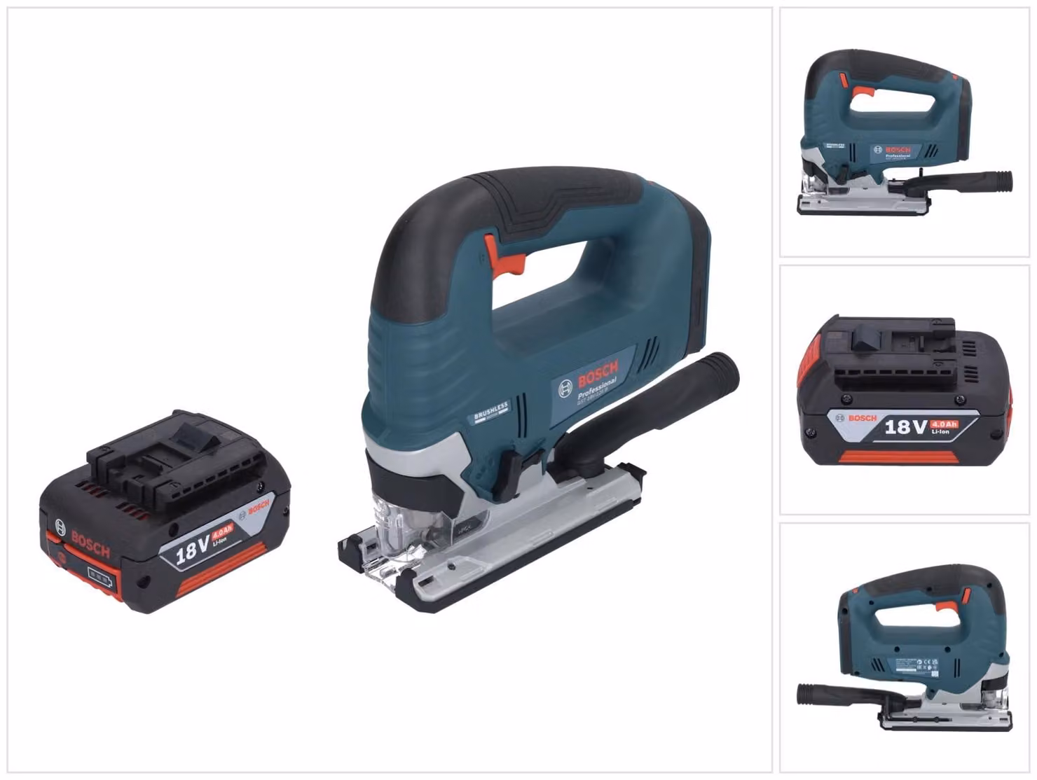 Sega alternata a batteria Bosch GST 18V-125 B Professional 18 V 125 mm Brushless + 1 batteria da 4,0 Ah - senza caricabatterie