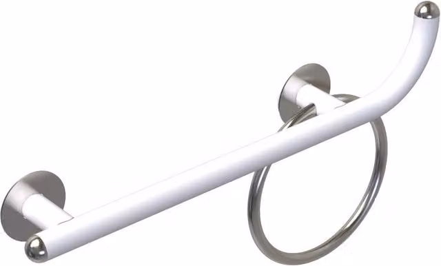 Maniglia di sicurezza Goman Giotto per disabili in acciaio inox bianco opaco, montaggio a parete, angolata, L: 63,2 cm
