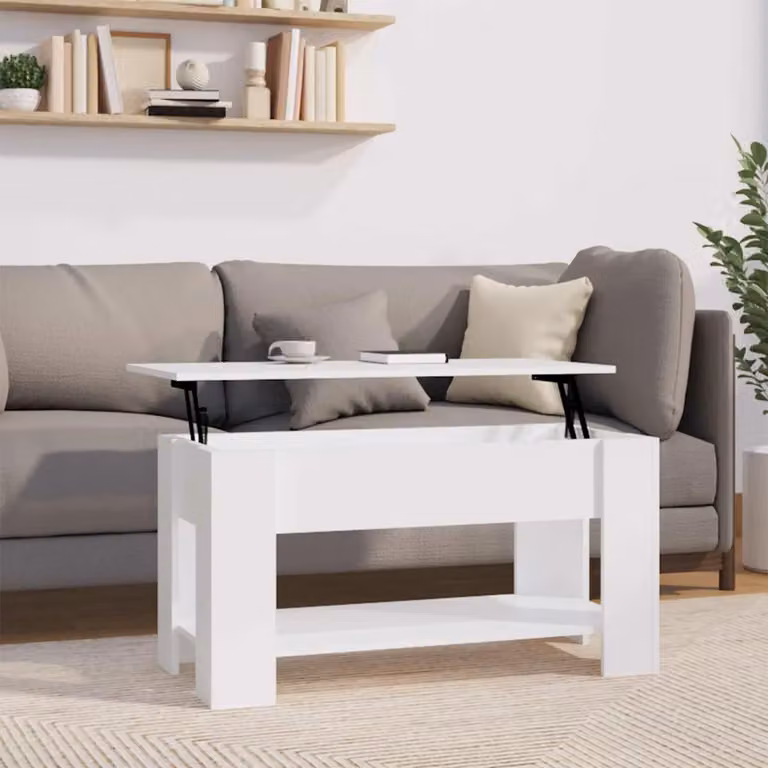 vidaXL Tavolino da Salotto Moderno Bianco in Legno e MDF L: 101 cm, P: 49 cm, H: 52 cm