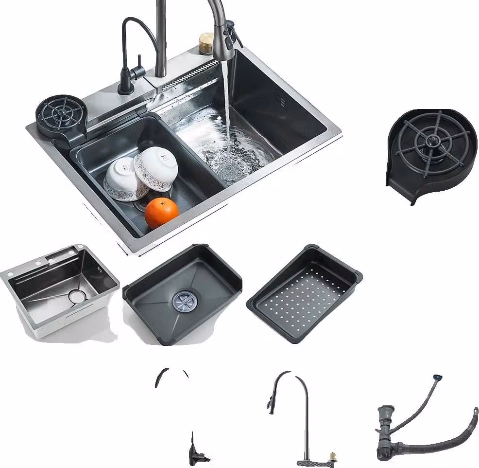 Lavello da cucina, vasca singola, acciaio inox, 60x45 M1