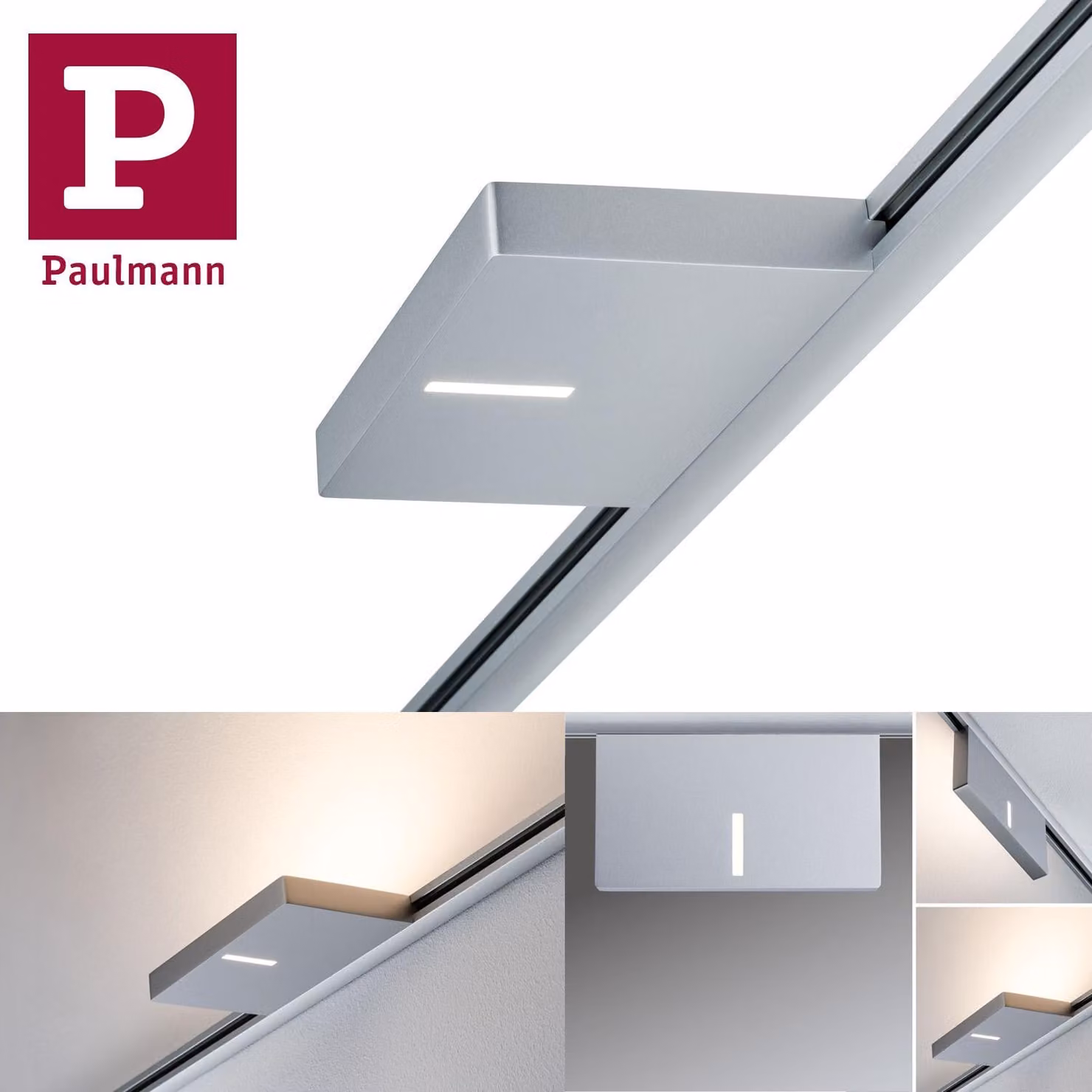 Paulmann URail, faretti a incasso, modello "Uplight", potenza 16W, finitura cromo opaco, tensione 230V, materiale: metallo