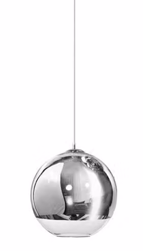 Incantevole apparecchio a sospensione Sfera d'argento in diverse dimensioni, Variante: Ø 180 x 170 x 1030 mm, E27, 60 W, cromo, trasparente
