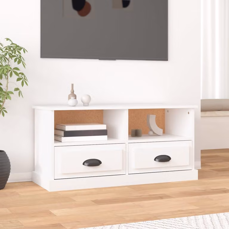 vidaXL Mobile Porta TV Bianco in Legno Multistrato L: 93 cm, P: 35,5 cm, H: 45 cm