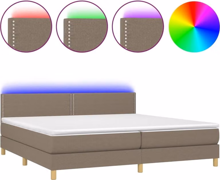 Maison Exclusive - Letto a Molle Materasso e LED tortora 200x200cm in Tessuto