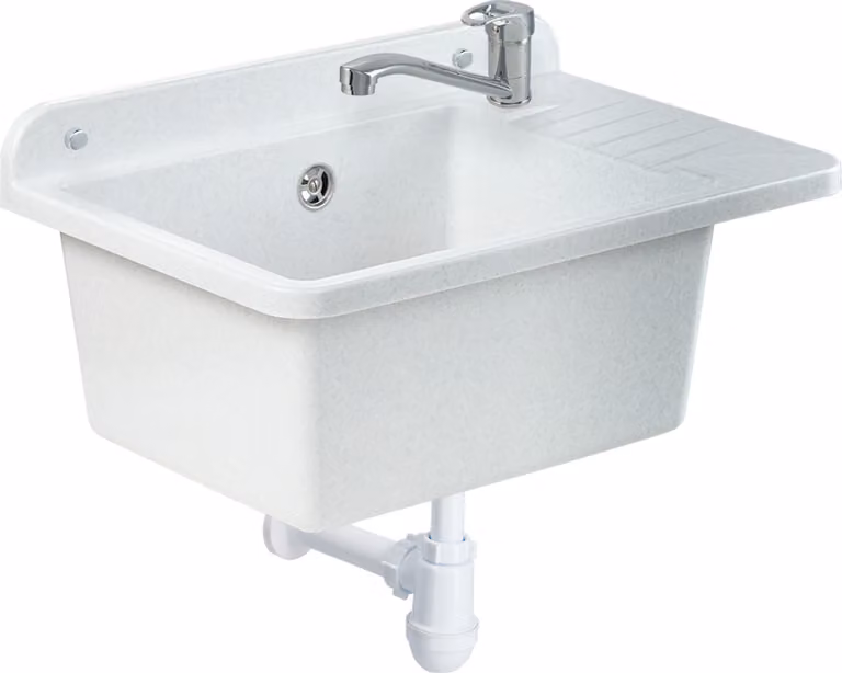 Lavello GOSPO "Tornio", lavello con miscelatore, lavabo 50 cm, bianco