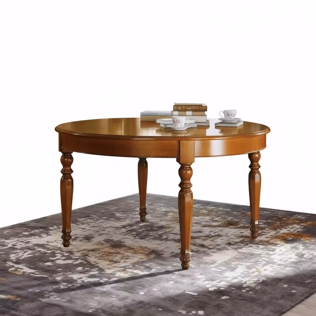 Tavolo rotondo allungabile in legno massello Bassano marrone Mobili 2G L: 140 cm, H: 78 cm – 1