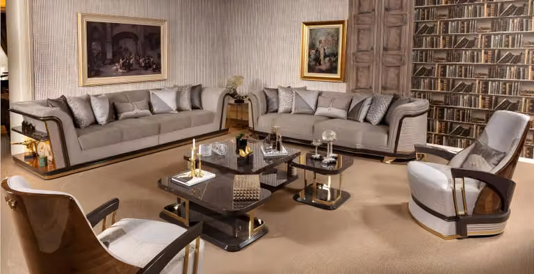 Set divani grigio-beige: esclusivi divani a 3 posti e tavolino