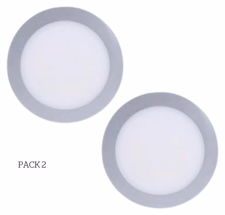Easy Circular: 2 faretti a incasso con LED integrato, temperatura di colore 6000K per illuminazione direzionale, interruttore ON/OFF, diametro 22,5 cm, colore grigio