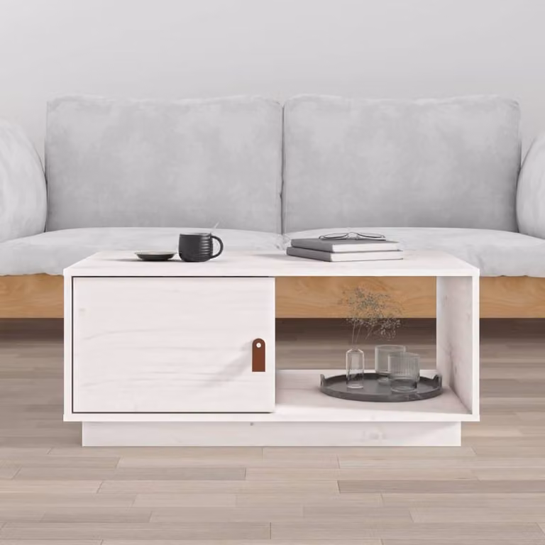 Maison Exclusive - Tavolino bianco 80x50x35,5 cm in legno massello di pino