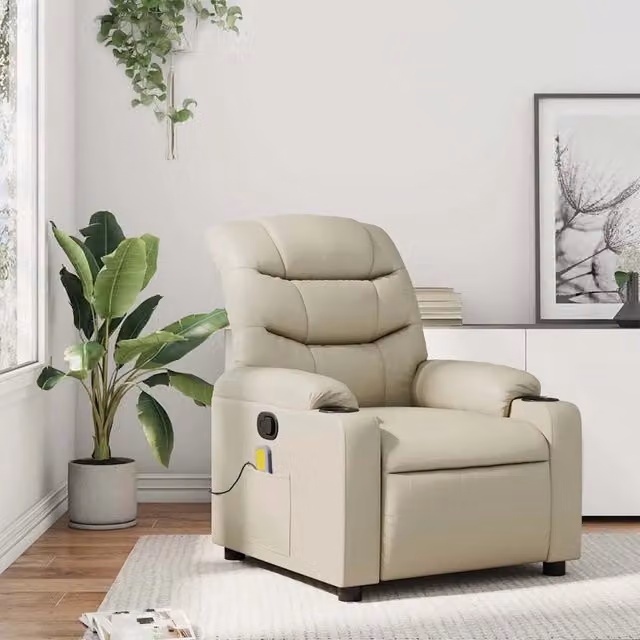 Poltrona Relax Reclinabile vidaXL in Similpelle Beige con Braccioli