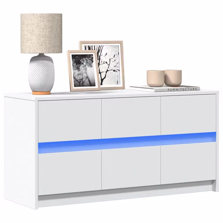 vidaXL Mobile Porta TV Bianco con Illuminazione LED Integrata in MDF, L 100 cm x P 34 cm x H 50 cm