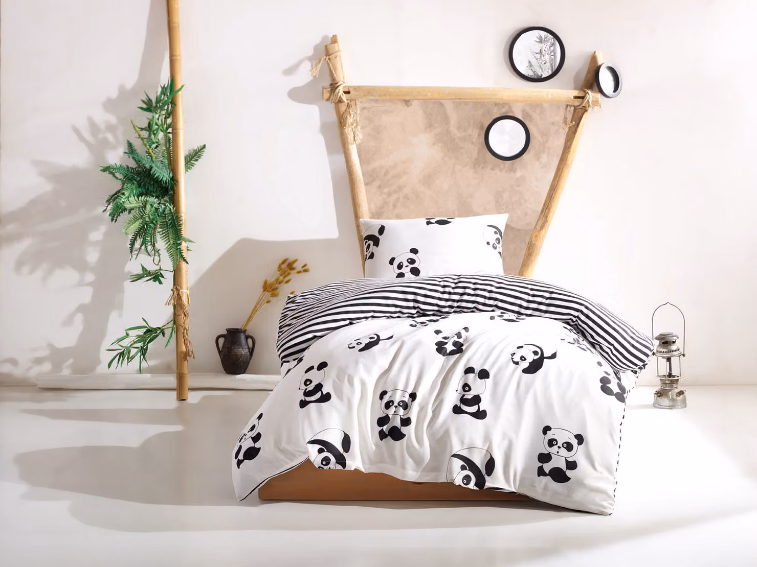 L'Essentiel Linge de Maison, Panda- ELR1180, Nero,Bianco, Piumino, 65% Cotone / 35% Poliestere