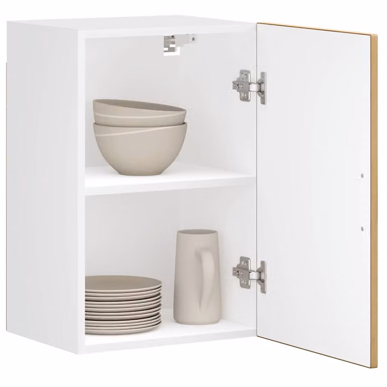 Pensile da cucina moderno vidaXL in legno e MDF, bianco e marrone, L: 60 cm, H: 31 cm, P: 40 cm
