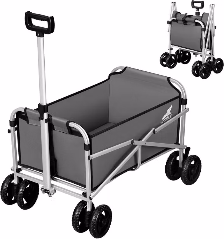 Carrello pieghevole con freno, capacità 80 kg, colore grigio scuro, dimensioni 86x54x93 cm