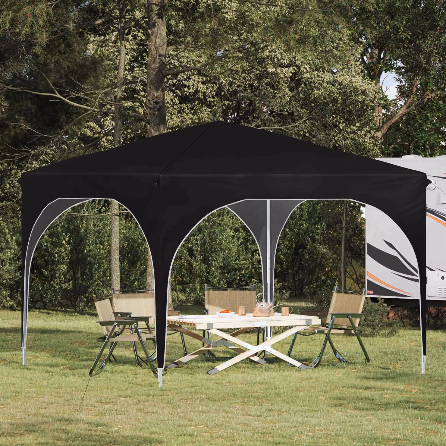 vidaXL Tenda per feste a pop-up Nero L: 290 cm, P: 290 cm, H: 245 cm