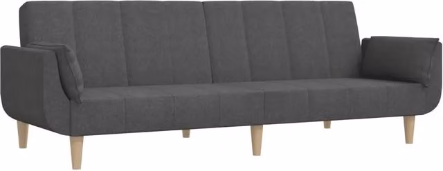 Divano letto | Sof¨¤ letto | Letto singolo a 2 Posti con 2 Cuscini Grigio Scuro in Tessuto