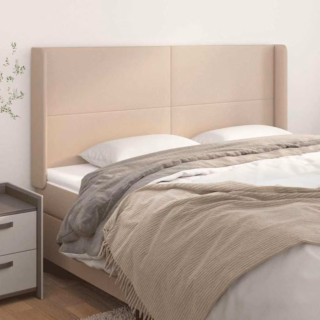 Testiera ad orecchio vidaXL in similpelle color cappuccino, L: 183 cm, P: 16 cm, H: 118/128 cm