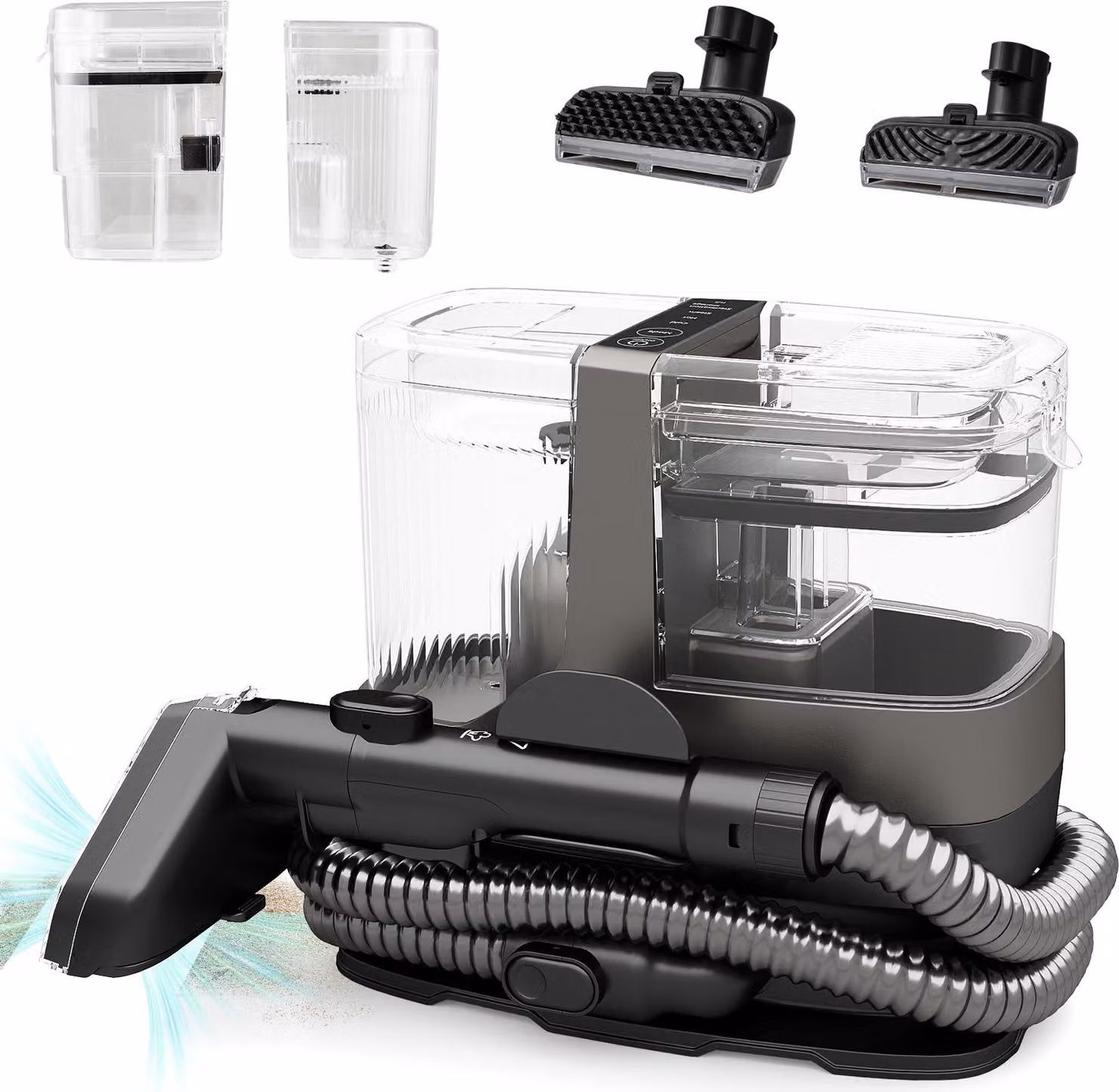 COSTWAY 1800W aspirapolvere a umido per tappeti, pulitore per tappezzeria portatile con vapore, 2 testine, pulizia ad acqua fredda e calda