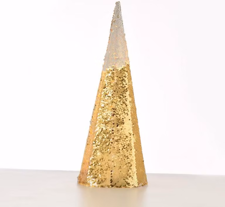 ACA Lighting albero decorativo a cono oro champagne + bianco 20 WW LED batteria 3xAA, IP20, 18,5x50cm X1120118