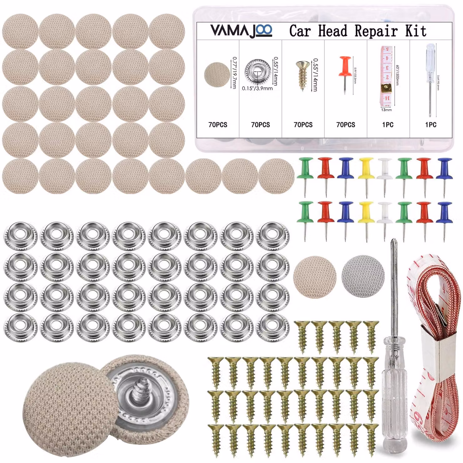 Kit di riparazione per tetti di auto, composto da 70 pezzi e dotato di cacciavite