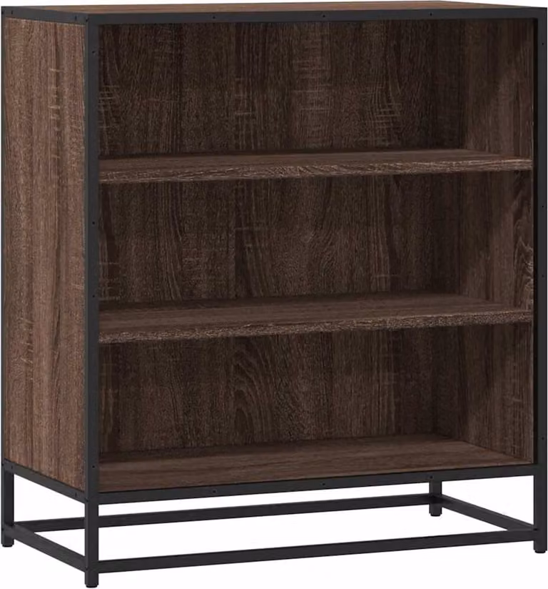 Credenza Rovere Marrone 68x35x76 cm in Truciolato e Metallo