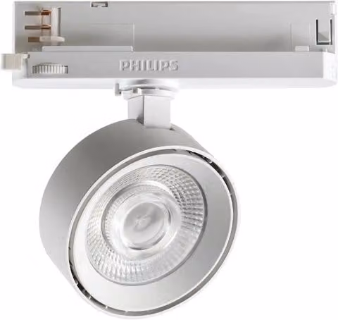 Proiettore a binario IDEAL LUX Pov in metallo bianco con LED da 22W e luce calda 3000K regolabile
