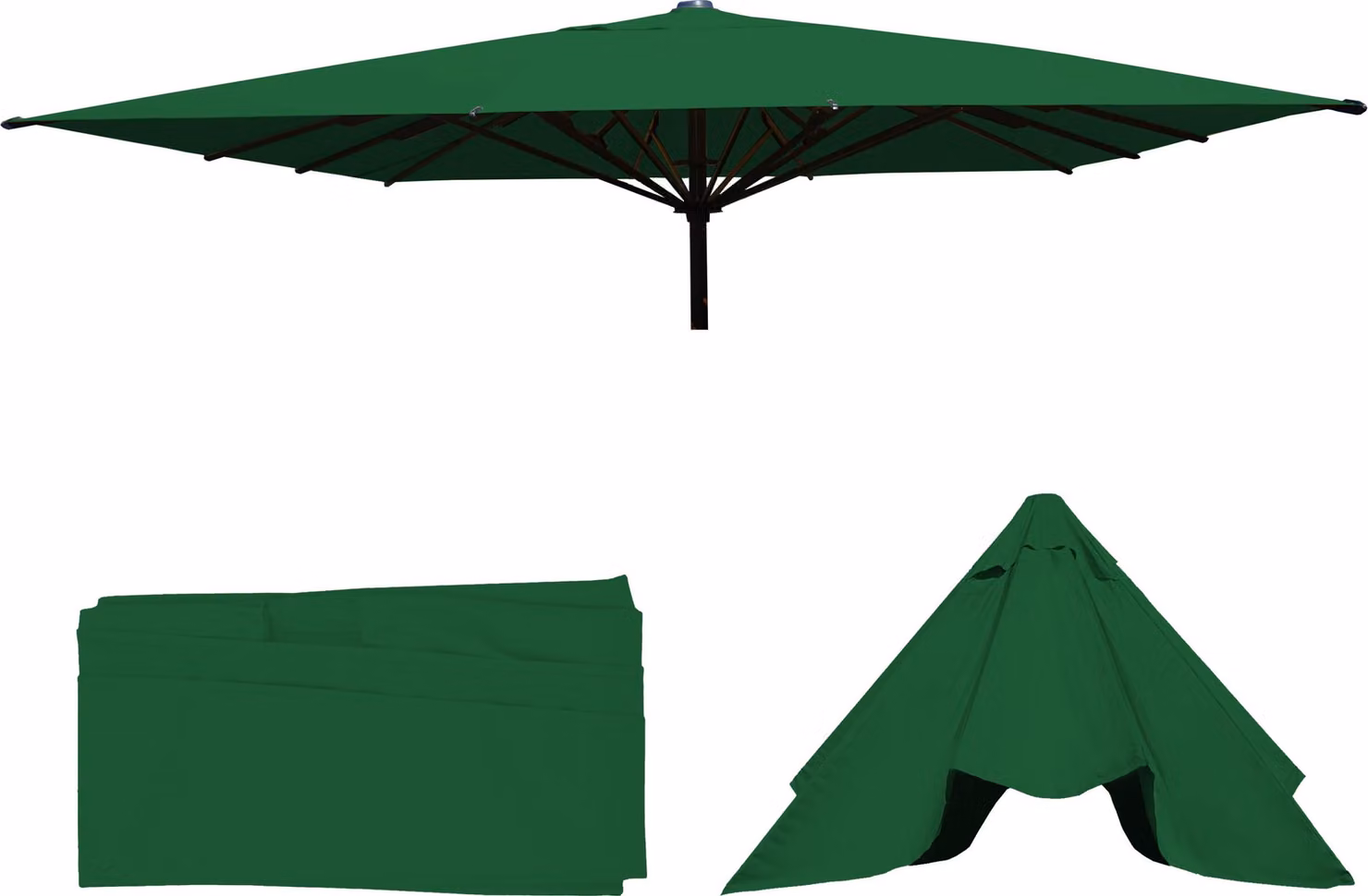 Copertura di ricambio per ombrellone da ristorazione HWC-D20, copertura di ricambio per ombrellone, 5x5m (Ø7,2m) poliestere ~ verde scuro