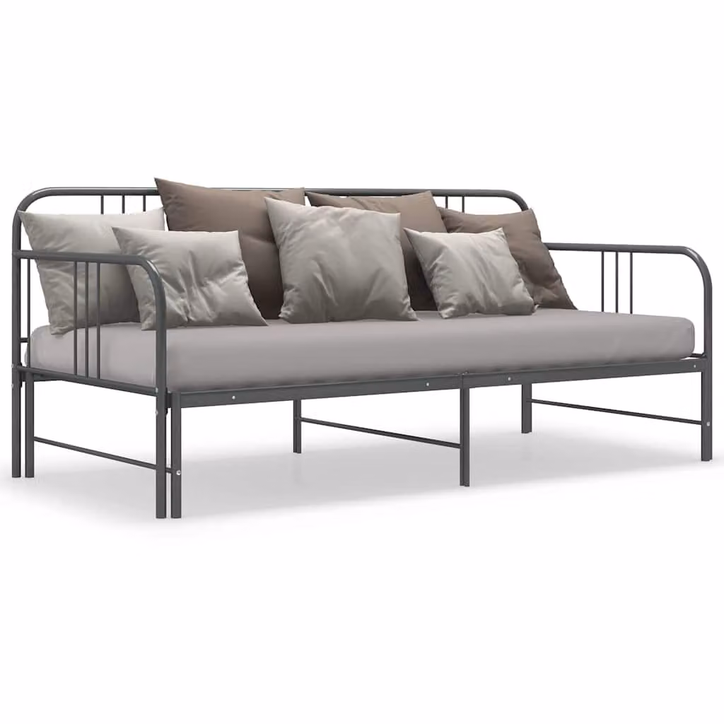vidaXL Telaio Divano Letto Estraibile Grigio in Metallo 90x200 cm