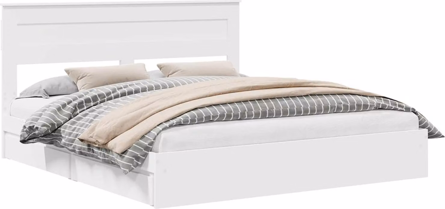 Letto con Contenitore Bianco 180 x 200 cm Legno multistrato