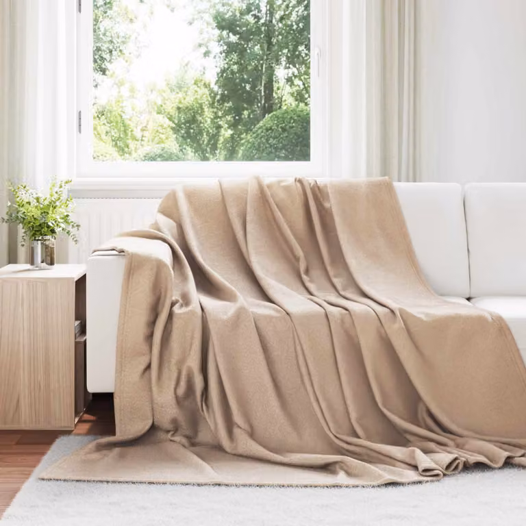 Set di 24 coperte in pile vidaXL colore beige, L 240 cm x P 220 cm