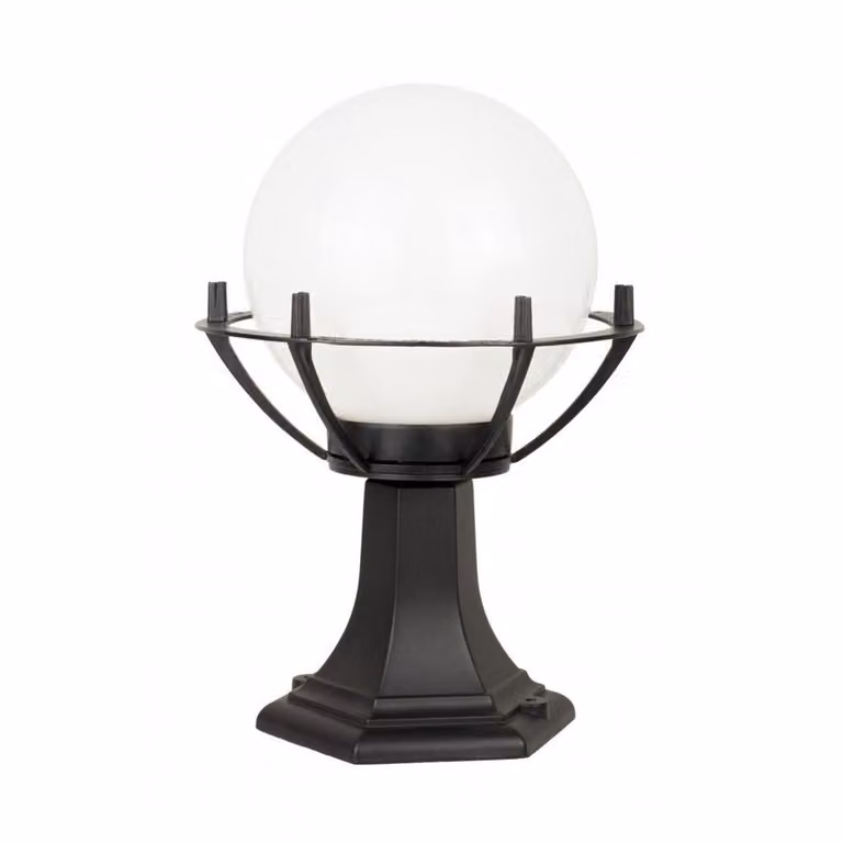 Lampada da giardino a stelo 39 cm sfera bianca o fumé 25 cm 1xE27 nero IP43 SU-MA Kule K 4011/1/KPO