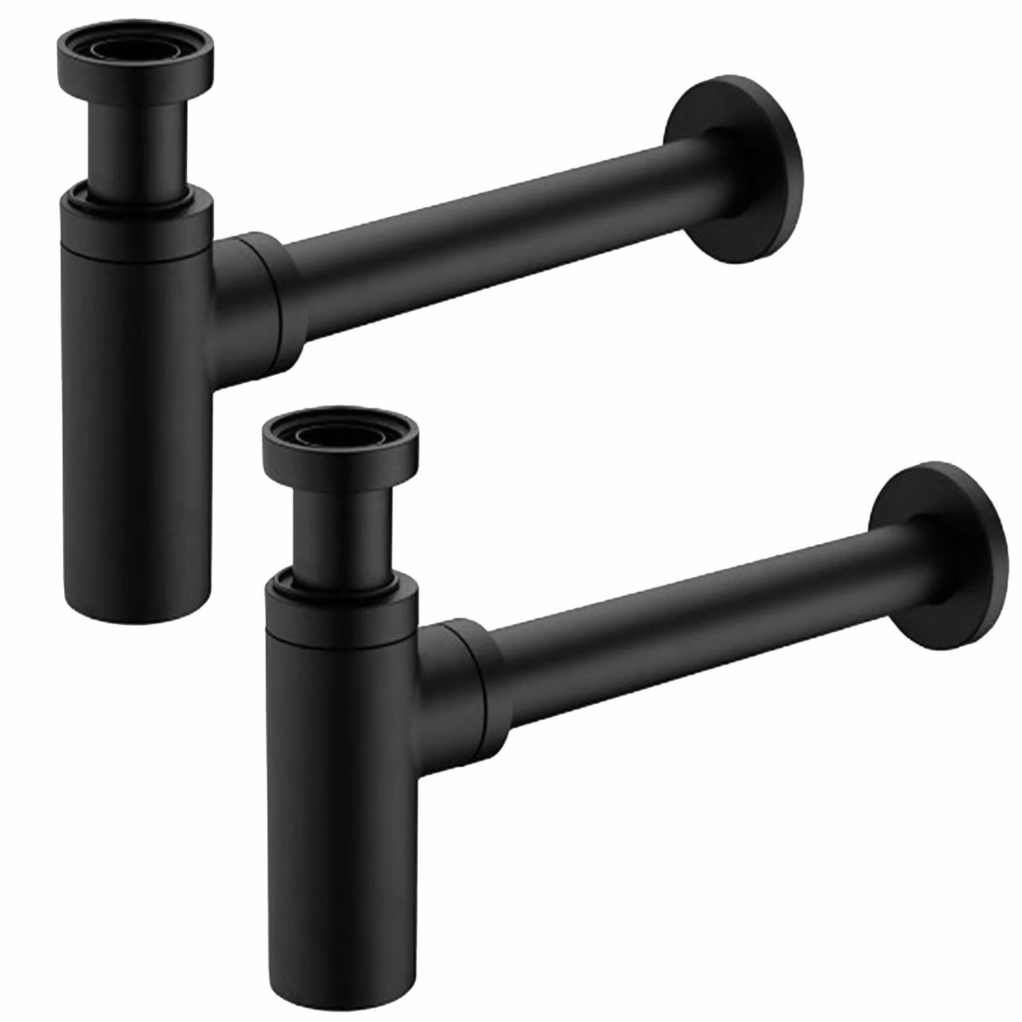 Set da 2 sifoni neri con valvola anti-odore per lavabo, sifone in ottone