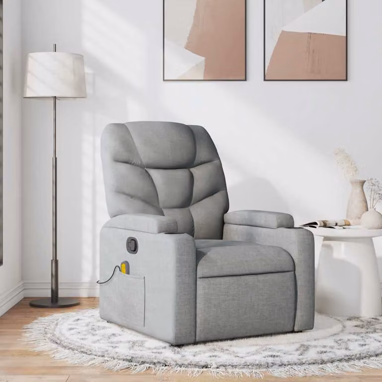 vidaXL Poltrona Relax Reclinabile Moderna in Tessuto Grigio con Braccioli