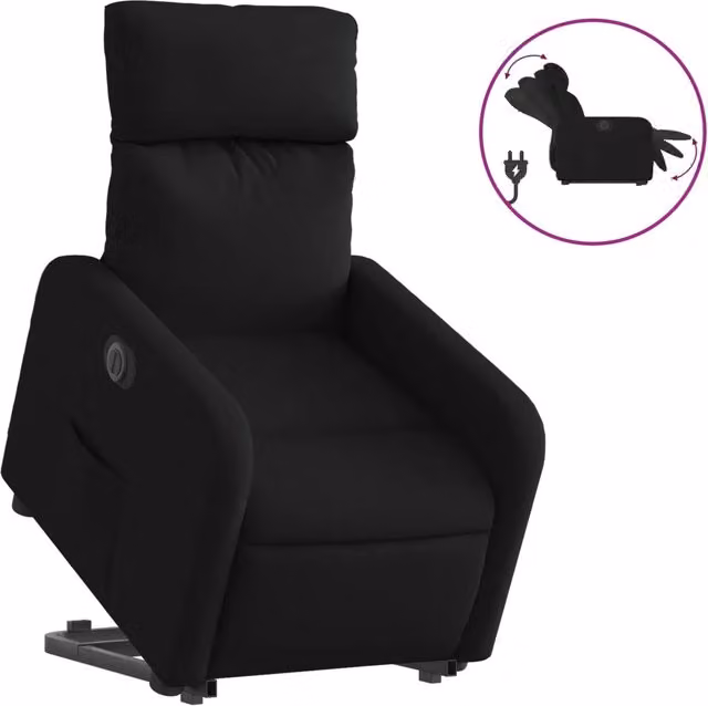 Poltrona | Sedia Relax Alzapersona Reclinabile Elettrica Nera in Tessuto