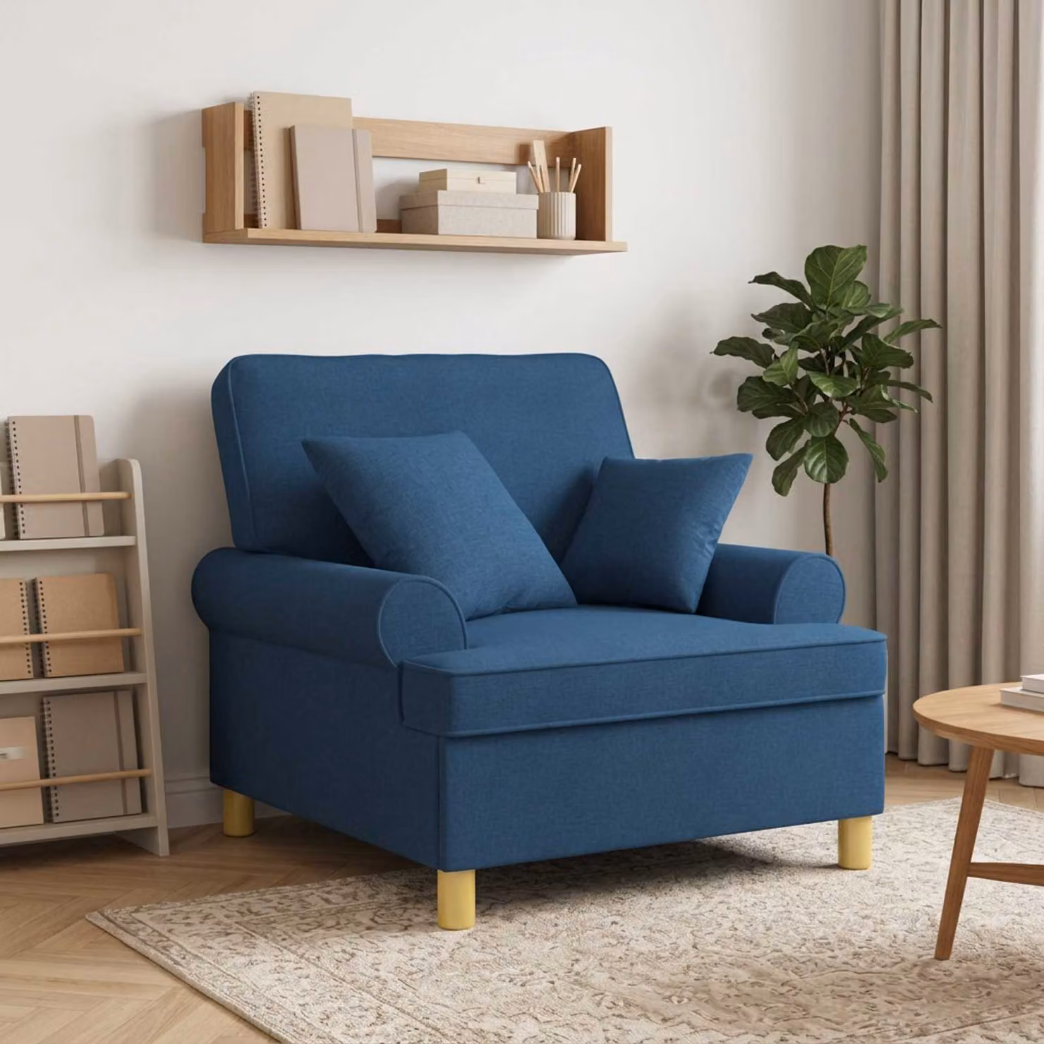Poltrona relax XL vidaXL blu con cuscini in tessuto e struttura rinforzata