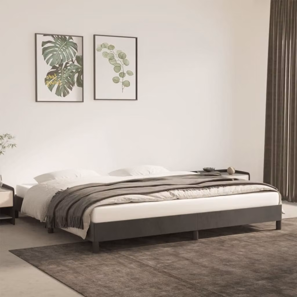 Giroletto senza Materasso Grigio Scuro 200x200 cm Velluto