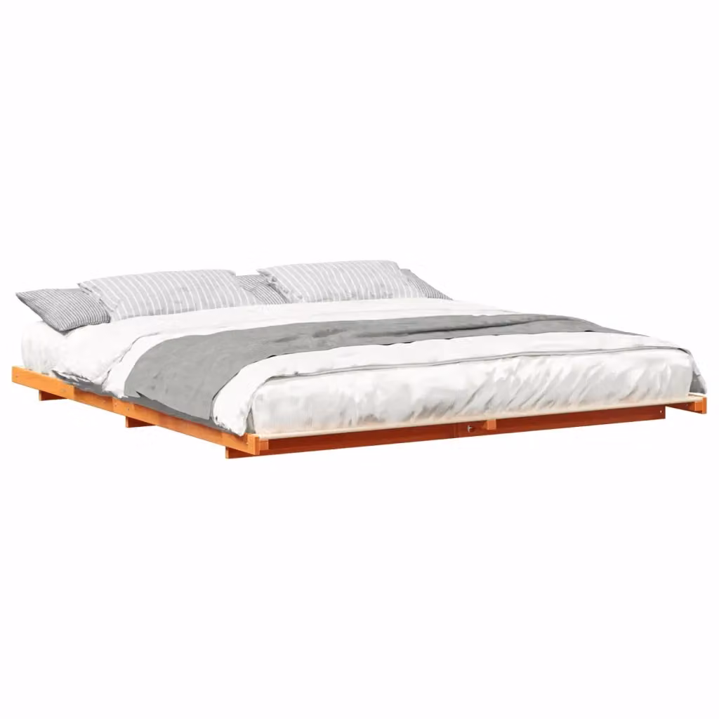 Struttura del letto in pino massello vidaXL marrone cerato L/P: 200 x 210 cm – 2