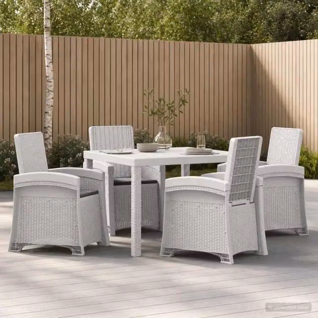 Set da Pranzo per Giardino 5 pz Bianco e Antracite PP 3430112