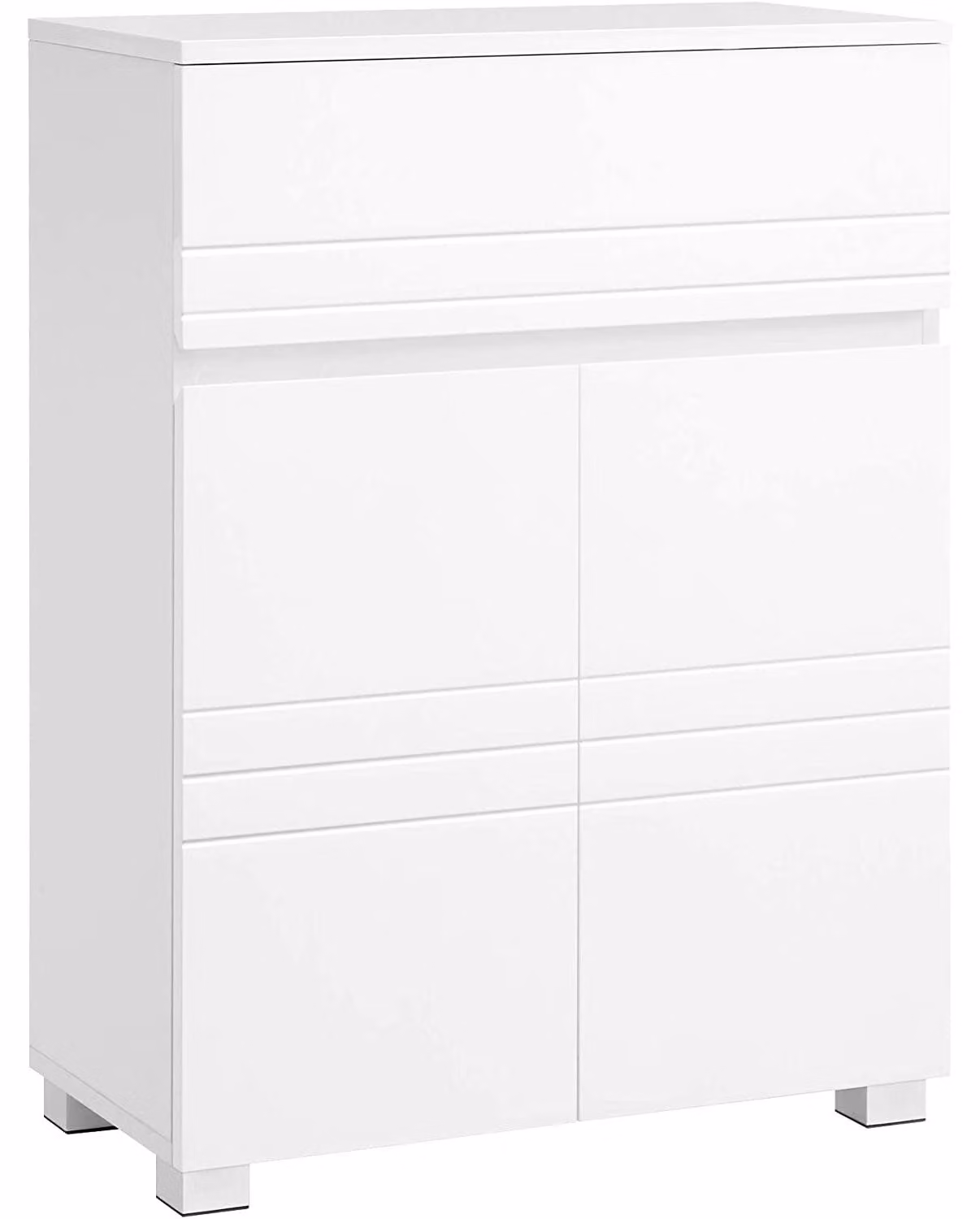 Mobiletto da bagno con spazio contenitivo – Ante a battente (stile francese) – Cassetto – Bianco – MDF – 60 x 30 x 80 cm