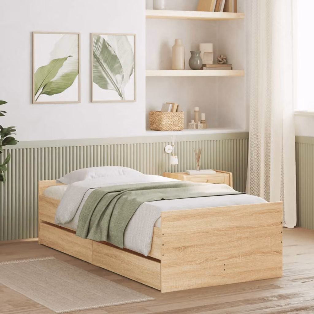 Giroletto con cassetti vidaXL in legno Rovere Sonoma, L/P/H: 200 x 90 x 30 cm – 1