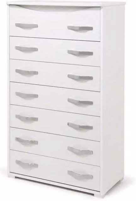 Cassettiera Bianco Frassinato in legno nobilitato con 7 cassetti h127x76x42 cm