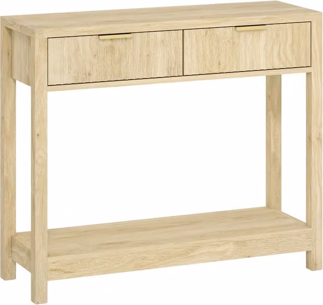 Consolle stretta corridoio 90 x 30 x 76 cm 2 cassetti e ripiano aperto portaoggetti stile moderno essenziale in MDF legno naturale 21_0002771
