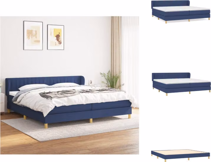 vidaXL Letto a molle con materasso blu 200x200 cm in tessuto - Letti & strutture letto