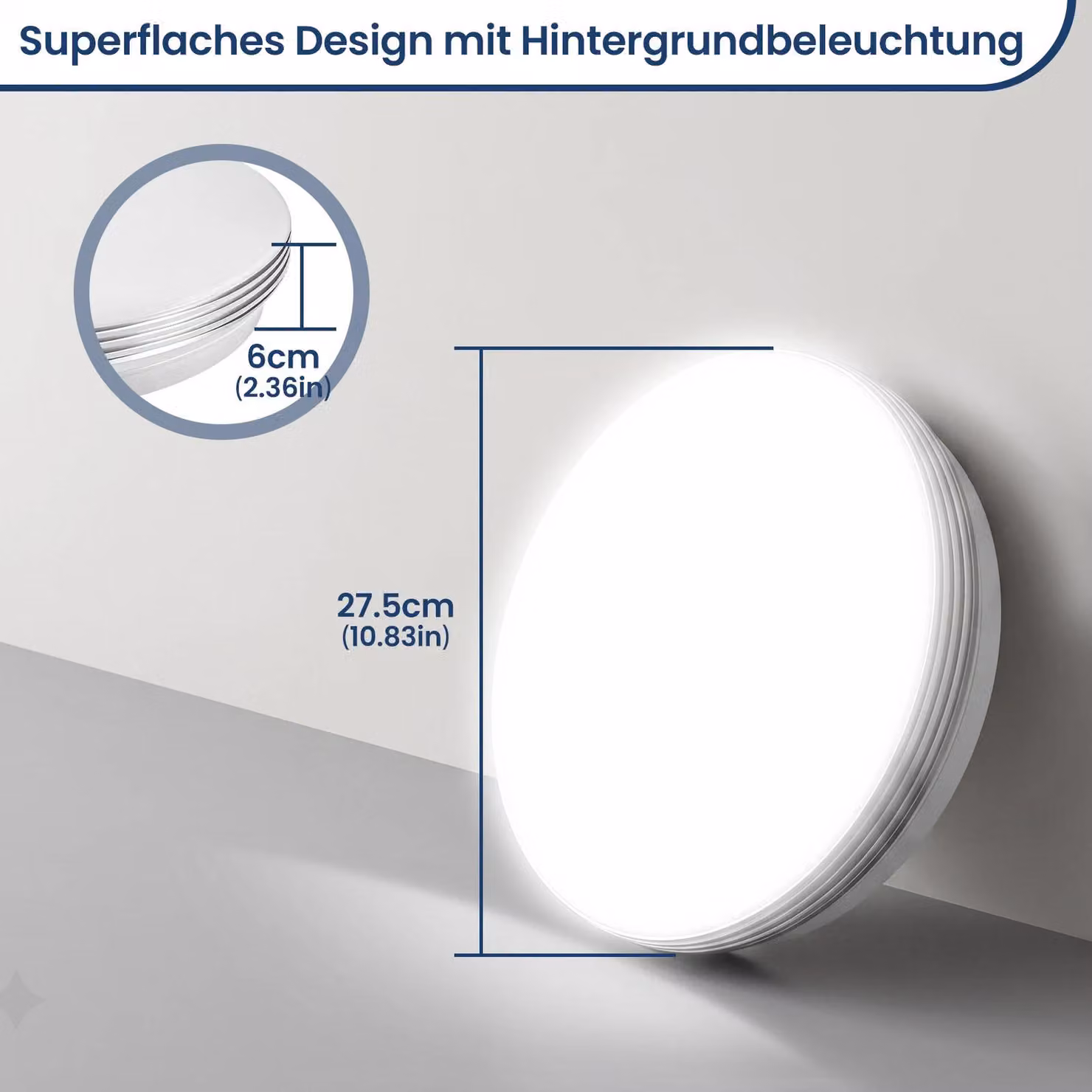 Pannello LED rotondo per soffitto - Illuminazione a soffitto - Montaggio a soffitto - 18 W - Luce bianca fredda - Bordo argentato - Materiali: ferro e acrilico - Confezione da 5 pezzi