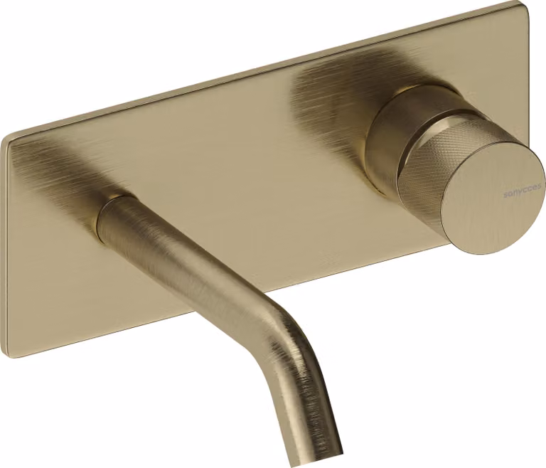 SANYCCES LOOP K Miscelatore da incasso per lavabo ColdOpen con sporgenza di 14 cm, oro spazzolato