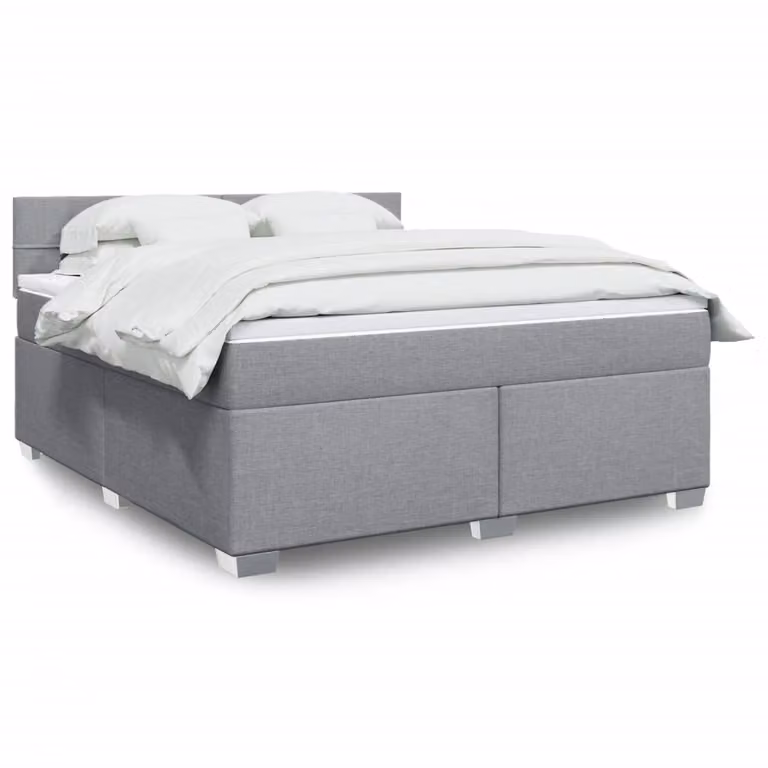 vidaXL Giroletto a Molle con Materasso Ibrido in Tessuto Grigio e Bianco, L/P: 180 x 200 cm