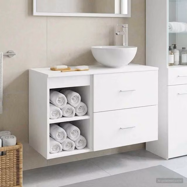 Set di mobili per il bagno 2 pz Bianco Legno ingegnerizzato 3403872