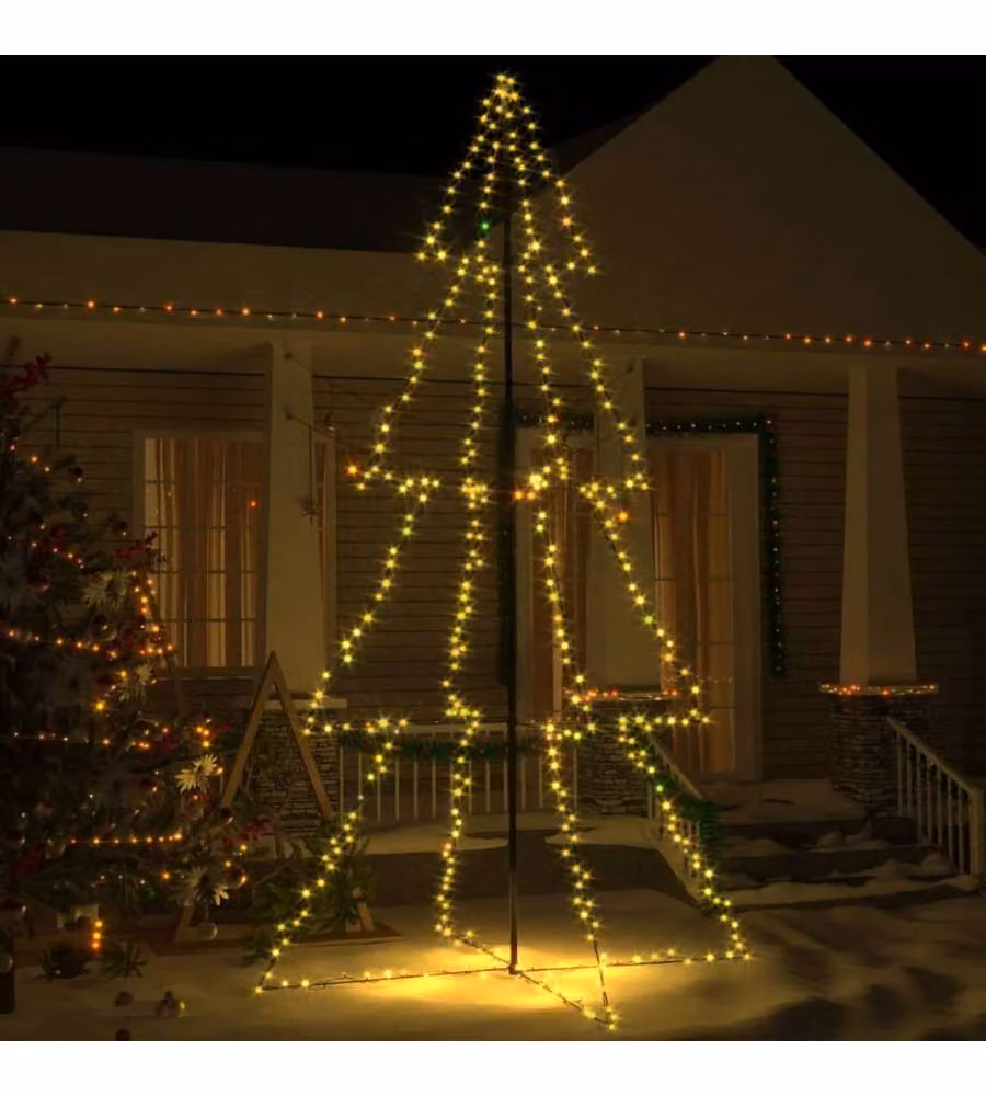 vidaXL Albero di Natale a Cono con 360 LED per Interni ed Esterni, H 250 cm x L 143 cm – 1